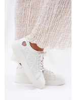 Dámské Kožené Tenisky Na Platformě Vinceza 88018 Bílé