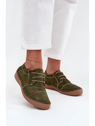 Kožené dámské polobotky s prošitím Artiker 57C2112 Zelené