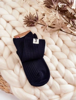 Dámské žebrované ponožky bez tlaku námořnická modrá