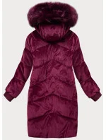 Dámská manšestrová zimní bunda ve vínové bordó barvě s kapucí (7764) Dámská manšestrová zimní bunda ve vínové bordó barvě s kapucí (7764)