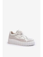 Dámské kožené sportovní boty na platformě M01/1 Zazoo světle béžové