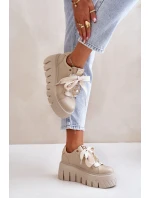 Dámské tenisky na masivní podrážce se zlatou ozdobou CheBello 4530 Béžové Dámské tenisky na masivní podrážce se zlatou ozdobou CheBello 4530 Béžové