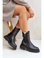 Kožené botky Chelsea s ozdobou CheBello 4537 Černé