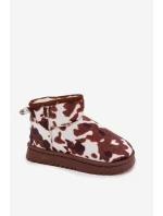 Dětské zimní boty pro mládež s teplou podšívkou s flísky bílo-hnědé Mireya