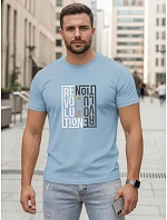 Pánské modré bavlněné tričko s potiskem Revolution FashionStreet NX0143R