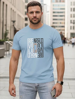 Pánské modré bavlněné tričko s potiskem Revolution FashionStreet NX0143R