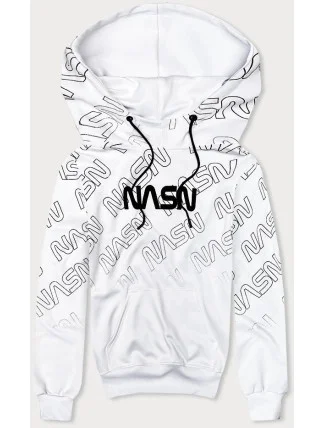 Bílá pánská "klokaní" mikina s potiskem (8B991-1)