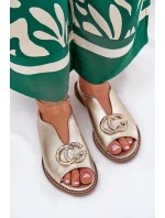 Kožené Sandály Na Plochém Podpatku S Ozdobou Laura Messi 2865 Zlaté