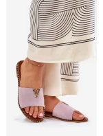 Dámské Sandály Na Plochém Podpatku S Ozdobnými Detaily Fialové Saliena