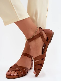 Dámské sandály Plochá s řemínky Eko kůže Camel Lagos