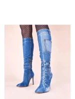 Dámské kozačky na podpatku SXX-5 Jeans modrá - Step in Style