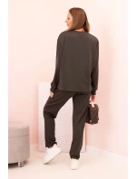 Komplet dámský máslový mikina a kalhoty s gumou khaki Komplet dámský máslový mikina a kalhoty s gumou khaki