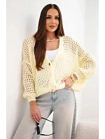 Dámský svetr oversize s knoflíky vykládaný žlutý Dámský svetr oversize s knoflíky vykládaný žlutý