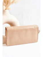 Velká Kožená Peněženka Na Zip béžový Loreaine