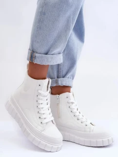 Zateplené kožené tenisky se zipem Big Star MM274624 bílé