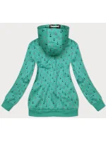 Zelená teplá rozepínací mikina se vzorem kotev (2307)