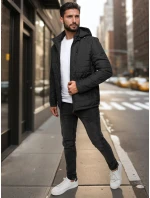 Pánská přechodná prošívaná bunda s kapucí černá FashionStreet TX5003