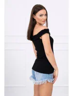 Španělská halenka s volánky černá Španělská halenka s volánky černá