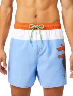 Pánské koupací kraťasy - A03887-0GDAD-8BE - sv.modrá/bílá - Diesel