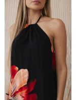 Viskózové šaty uvázané kolem krku černý Viskózové šaty uvázané kolem krku černý