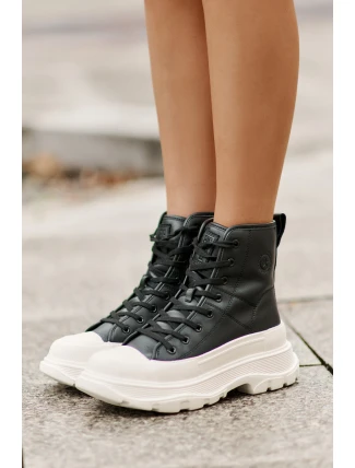 Kožené Zateplené Tenisky Na Masivní Platformě Big Star OO274A599 Černé