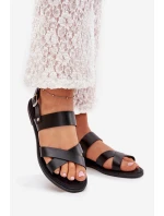Ploché Dámské Sandály Z Eko Kůže Černé Kalira