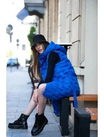 Dlouhá dámská vesta v chrpové barvě s páskem (JIN217)