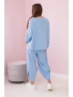 Bavlněná mikina kalhoty set modrý Bavlněná mikina kalhoty set modrý