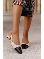 Lakované baleríny na nízkém podpatku s otevřenou patou béžové Kairael