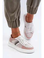 Dámské kožené tenisky bílé a růžové D&A Dámské kožené tenisky bílé a růžové D&A