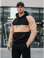 Pánská velbloudí a černá pruhovaná mikina FashionStreet BX5897 Pánská velbloudí a černá pruhovaná mikina FashionStreet BX5897