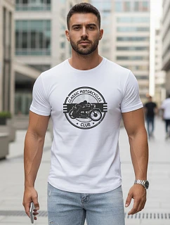 Pánské bavlněné tričko s potiskem motýlů bílé FashionStreet NX5088R