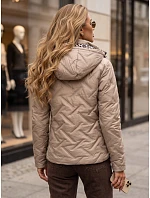 Dámská přechodová bunda s kapucí v barvě kamelové od FashionStreet TY5774 Dámská přechodová bunda s kapucí v barvě kamelové od FashionStreet TY5774