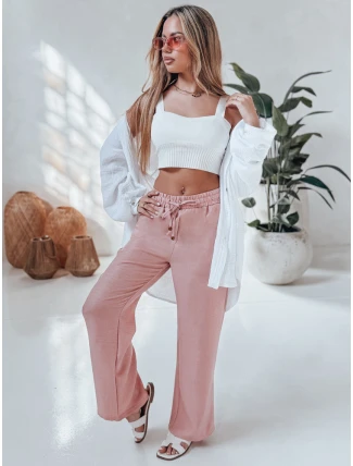 Dámské látkové kalhoty LINESSA růžové FashionStreet UY2645