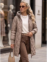 Dlouhá dámská prošívaná přechodová bunda, béžová, FashionStreet TY5866