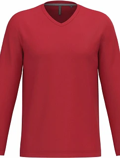 Kariban K 358 Pánské tričko do V s dl. rukávem 20.K358 red