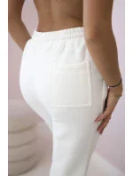 Izolovaná bavlněná souprava, mikina s vyšívacími + kalhotami ecru