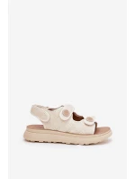 Dámské sandály s ozdobnými detaily na suchý zip béžové Zoliner
