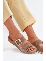 Dámské Pantofle S Přezkou A Suchým Zipperem Hnědé INBLU MK000013 Dámské Pantofle S Přezkou A Suchým Zipperem Hnědé INBLU MK000013