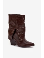 Kovbojky s otočeným límcem a zdobením Vyhřívané hnědé Inessia Kovbojky s otočeným límcem a zdobením Vyhřívané hnědé Inessia