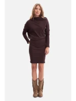 B309 Žebrový úplet blůzových šatů - tmavá čokoláda B309 Žebrový úplet blůzových šatů - tmavá čokoláda