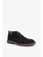 Semišové Pánské Šněrovací Kotníkové Boty Big Star OO174146 Černé