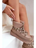 Semišové dámské sněhule s hrubým šněrováním D.Franklin DFSH375003 Taupe