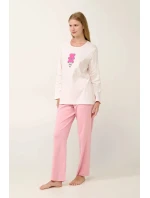 Dámské pyžamo s potiskem 21932 Světle růžová s ecru - Vamp