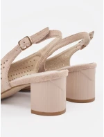 Luxusní Jasnobeżowy dámské sandály na širokém podpatku Luxusní Jasnobeżowy dámské sandály na širokém podpatku