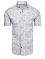 Pánská vzorovaná košile s krátkým rukávem světle šedá FashionStreet KX1055