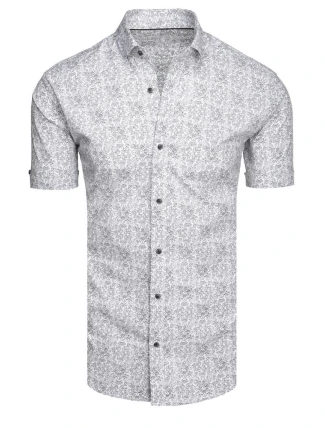 Pánská vzorovaná košile s krátkým rukávem světle šedá FashionStreet KX1055