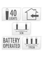 DRÁTĚNÁ SVĚTLA OVLÁDANÁ BATERIEMI GIRLANDA 40 VEDLA STUDENÁ BÍLÁ