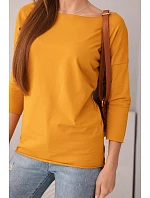 Dámská halenka s lodičkovým výstřihem hořčicová