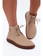 Dámské kožené barefoot polobotky s izolací Zazoo 3077 béžové